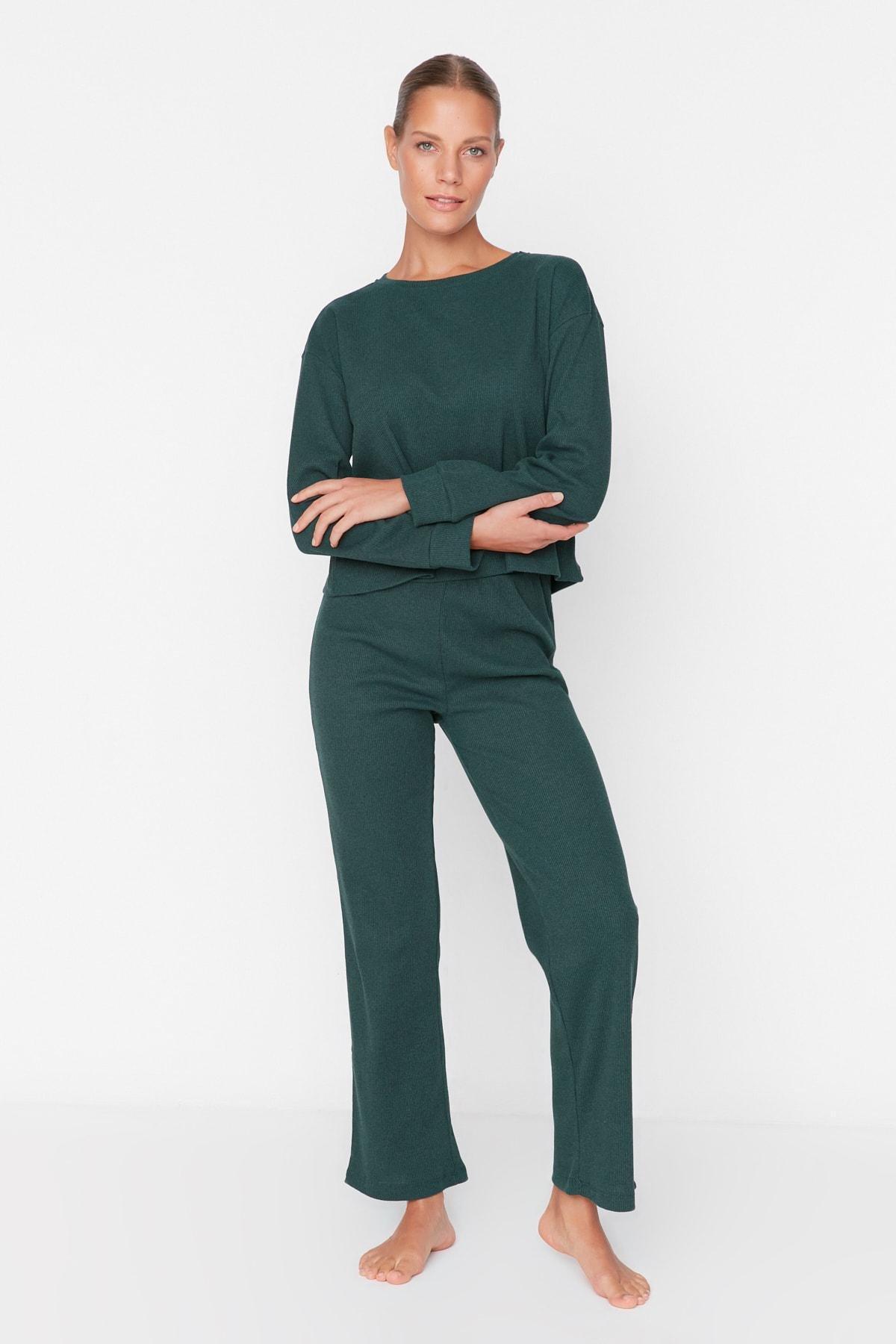 Green Plain Pyjama Set, , large image number 2