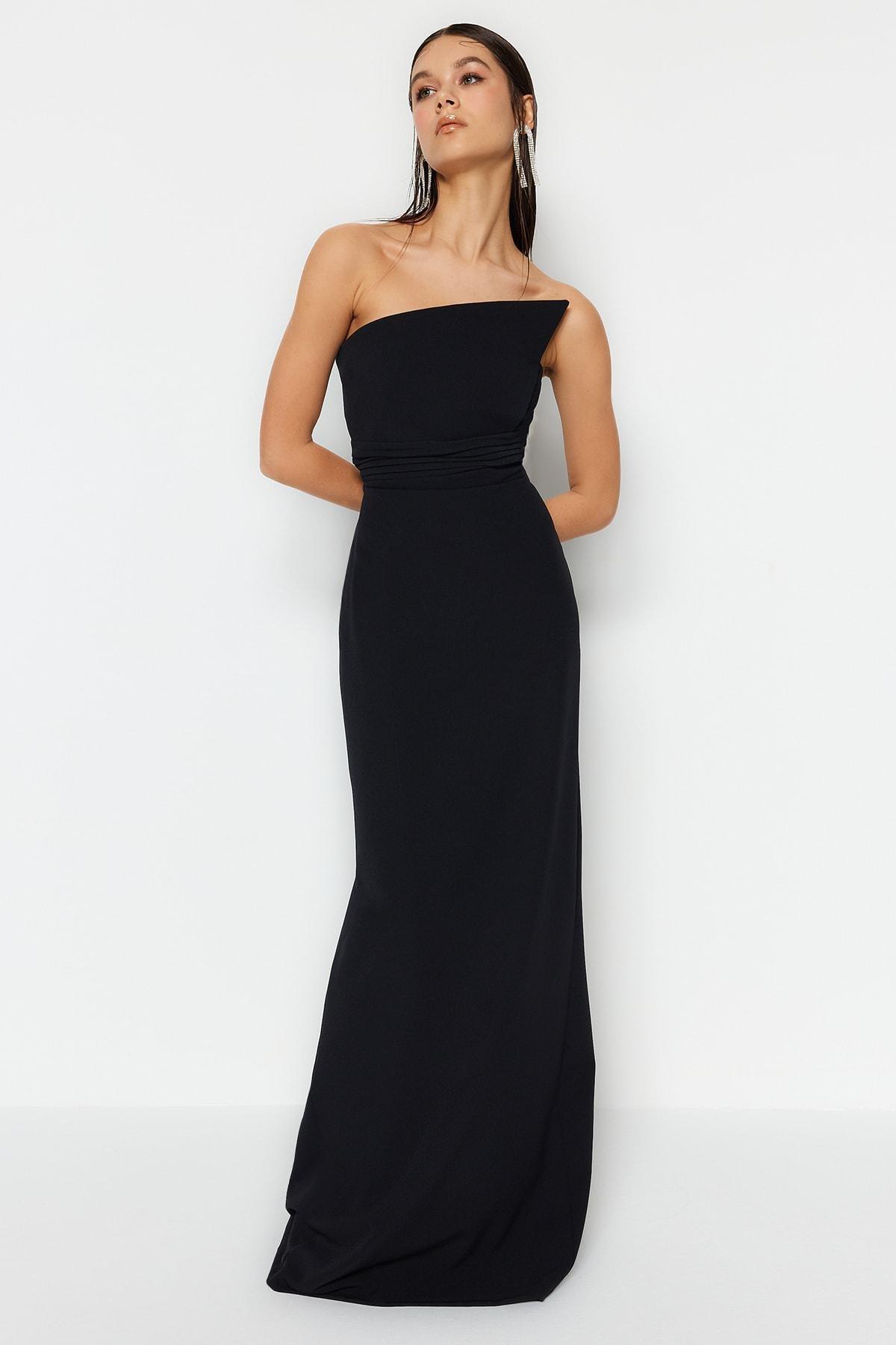 Black Strapless A-Line Floor Dress, , large image number 0