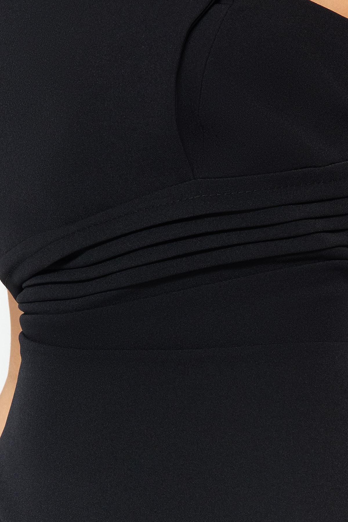 Black Strapless A-Line Floor Dress, , large image number 4