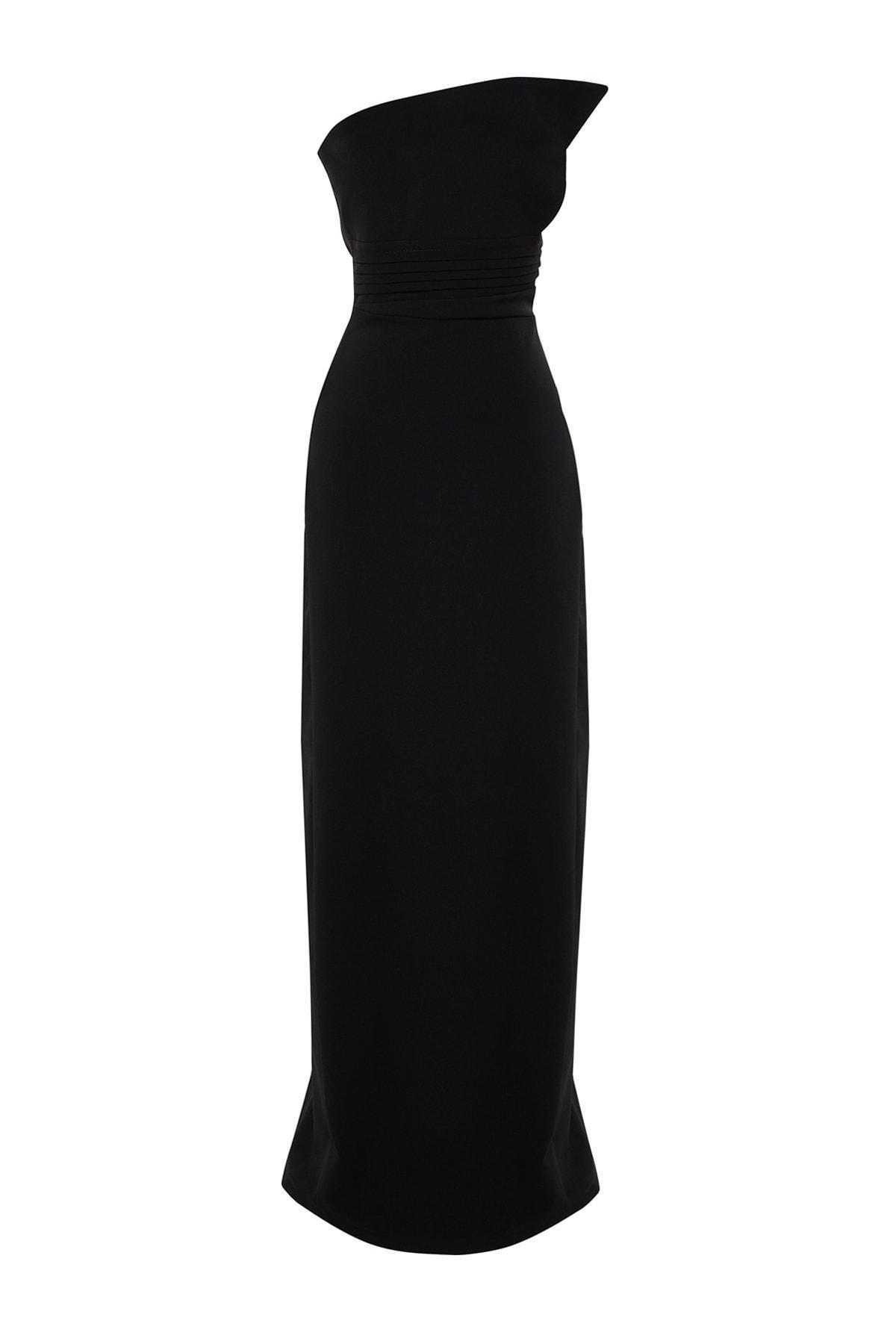 Black Strapless A-Line Floor Dress, , large image number 5