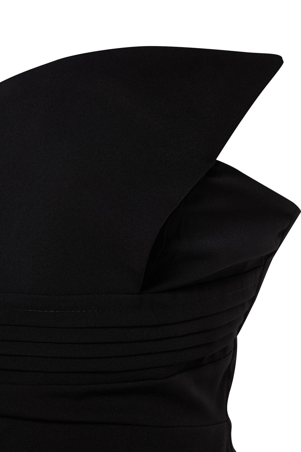 Black Strapless A-Line Floor Dress, , large image number 6