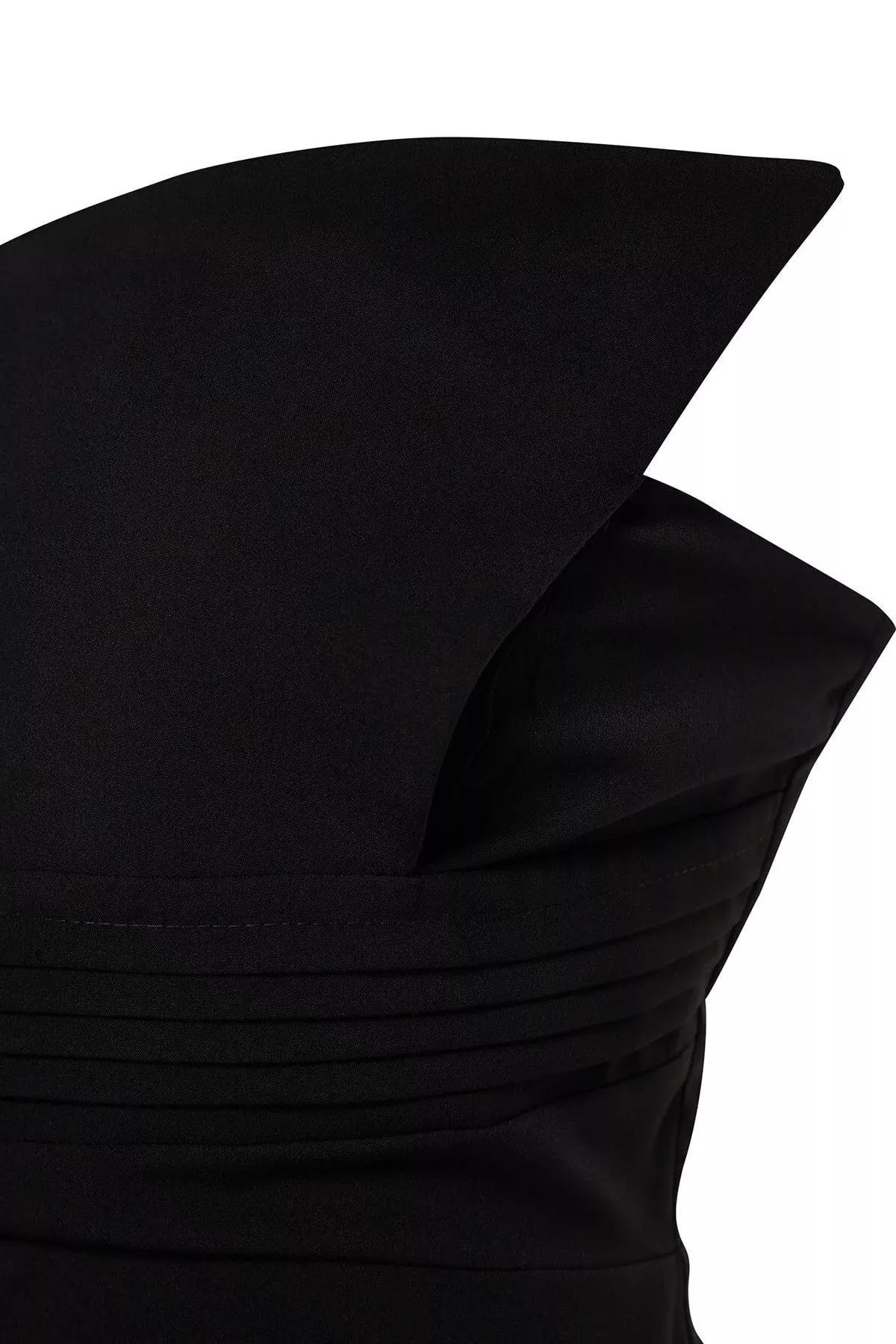 Black Strapless A-Line Floor Dress, Black, large image number 6