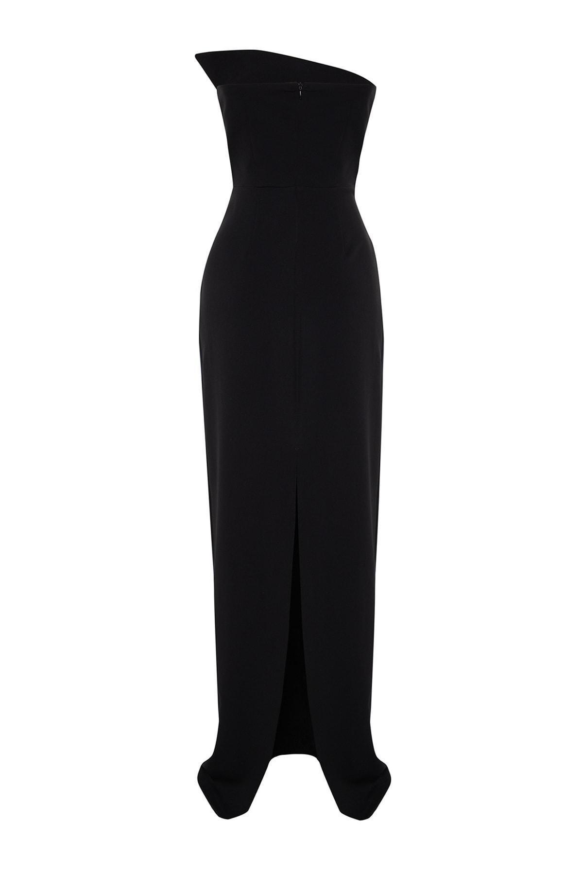 Black Strapless A-Line Floor Dress, , large image number 7