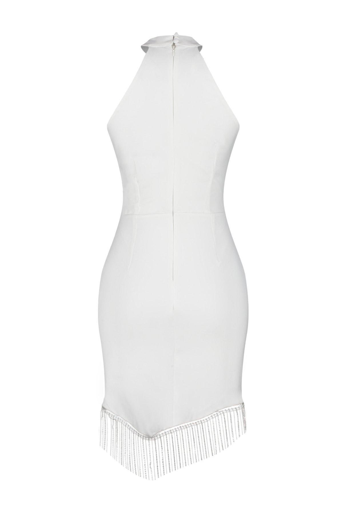 Cream Crew Neck Bodycon Dress, , large image number 7