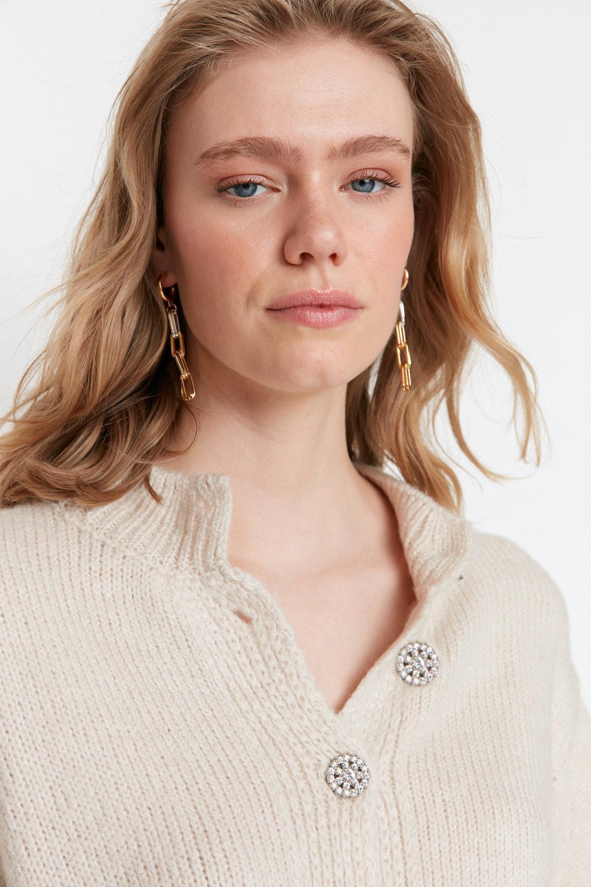 Gray Crew Neck Cardigan, , large image number 3