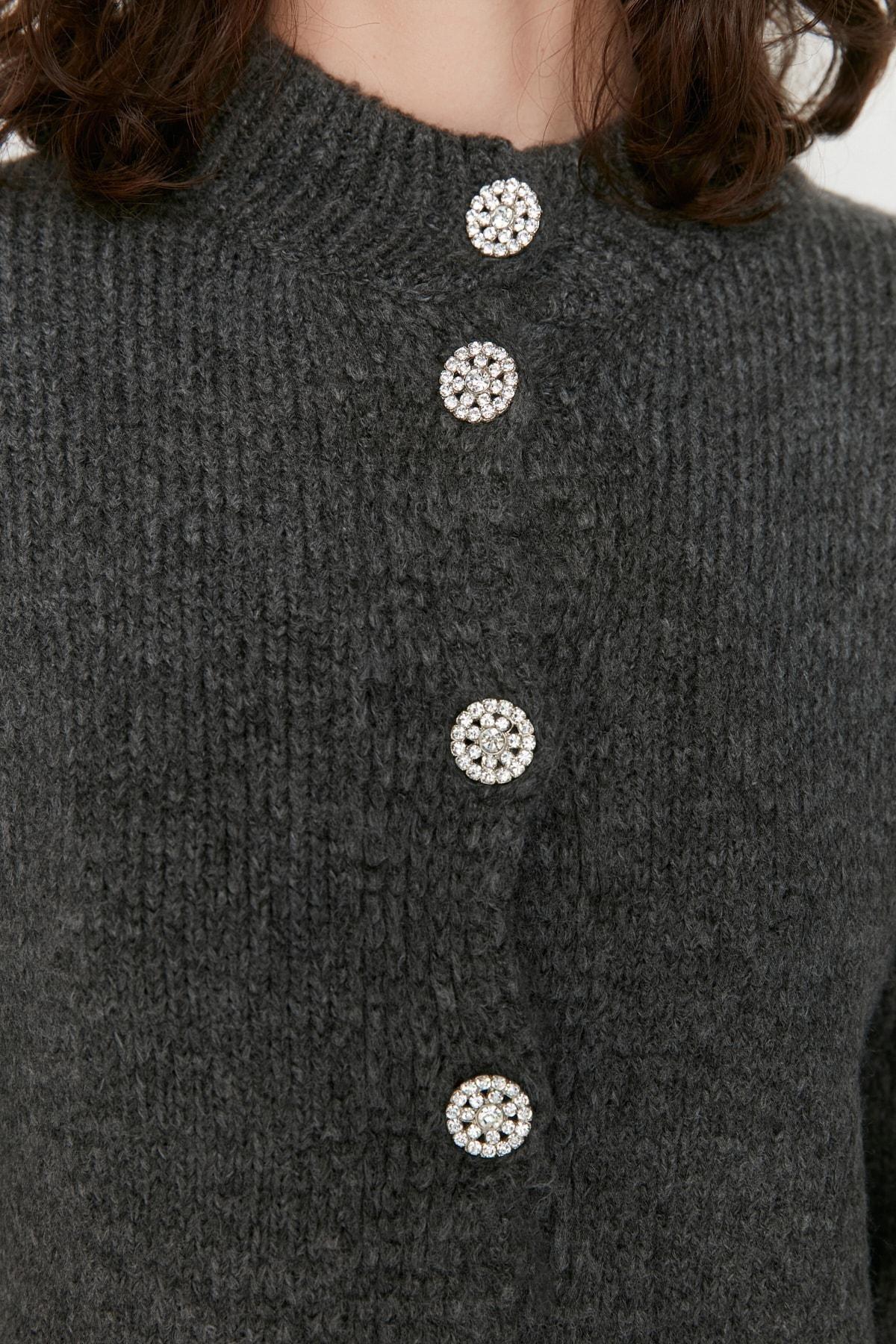 كارديغان بفتحة رقبة مستديرة، رمادي, , large image number 6