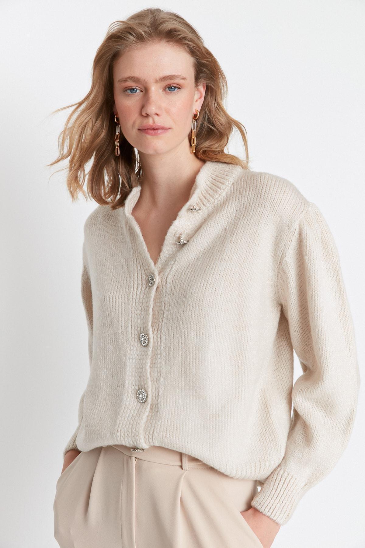 Gray Crew Neck Cardigan, , large image number 7