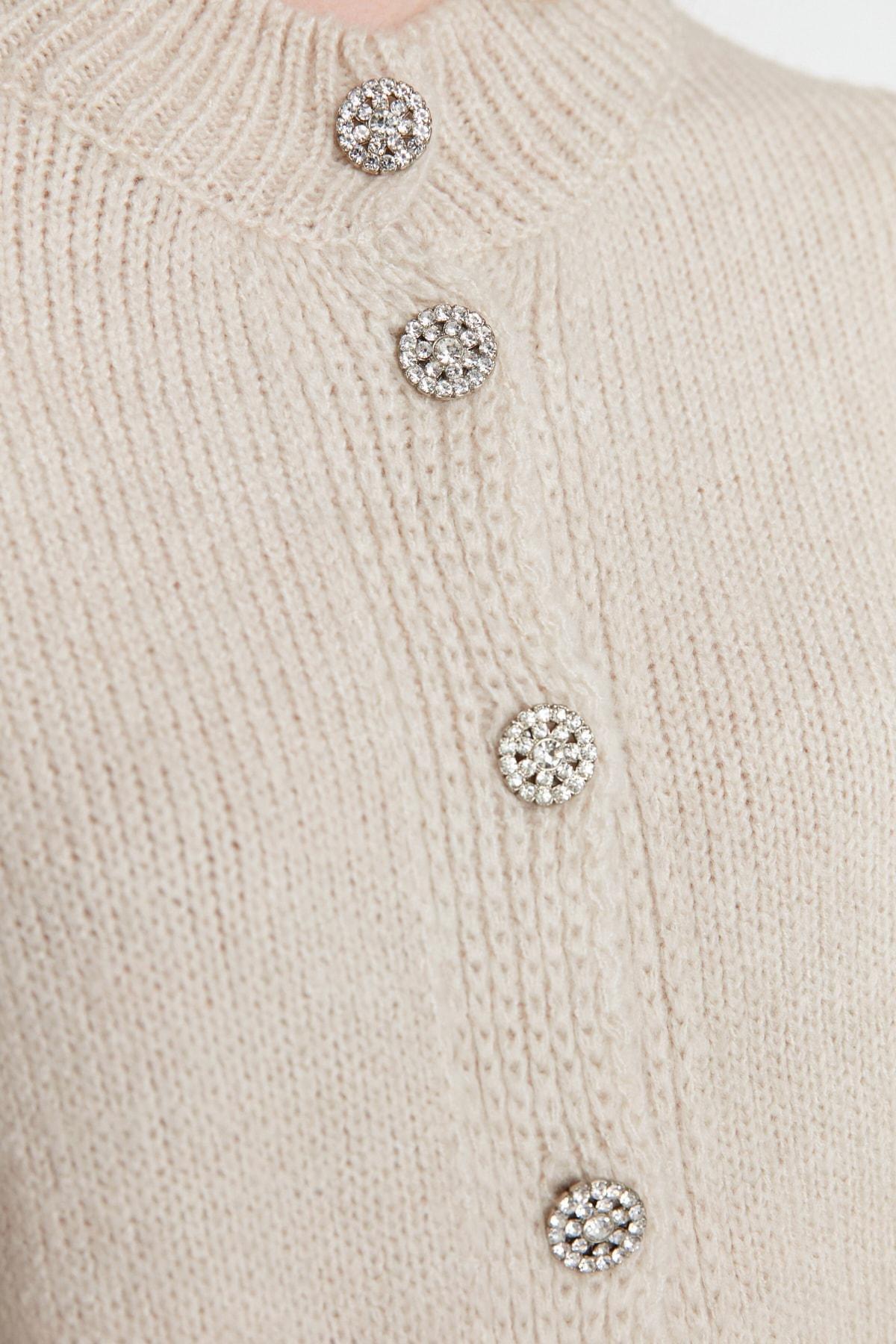 Gray Crew Neck Cardigan, , large image number 7