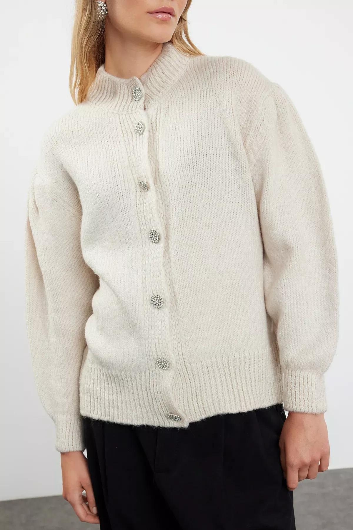 Gray Crew Neck Cardigan, , large image number 9