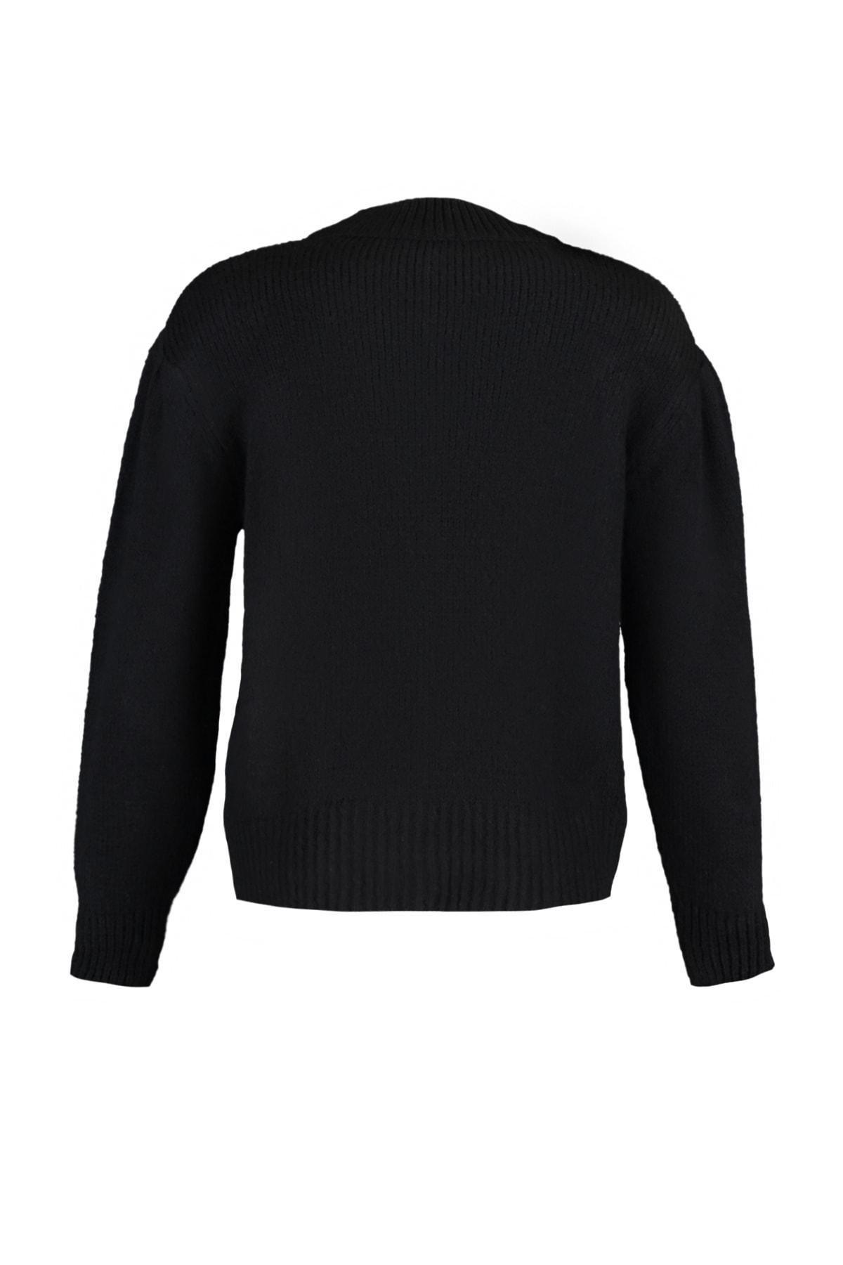 Black Crew Neck Cardigan, , large image number 9