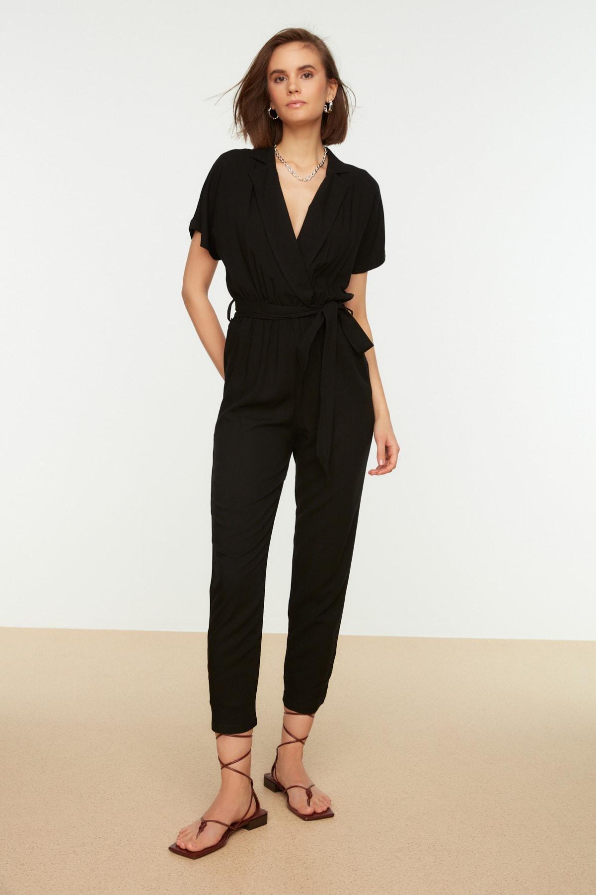 Black Double-Breasted Jumpsuit, , large image number 0