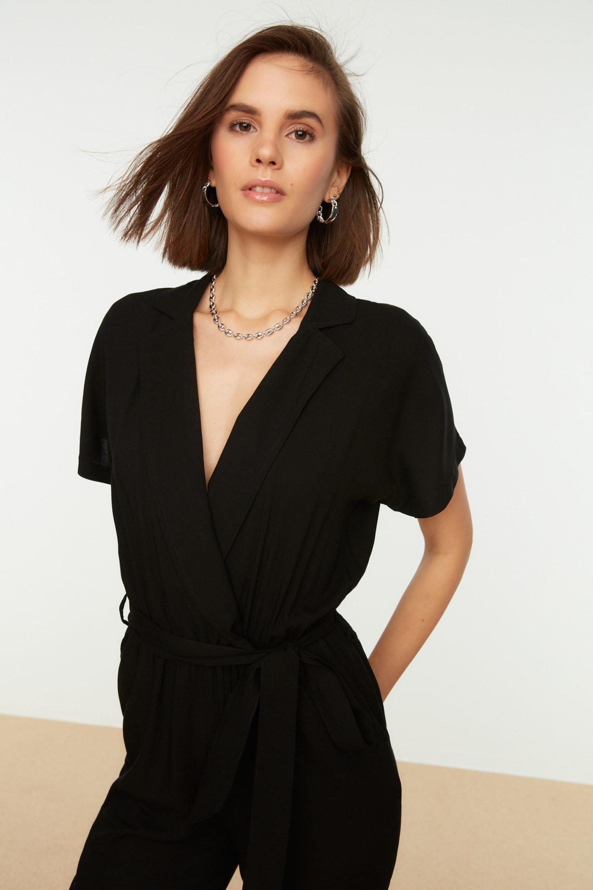 Black Double-Breasted Jumpsuit, Black, large image number 3
