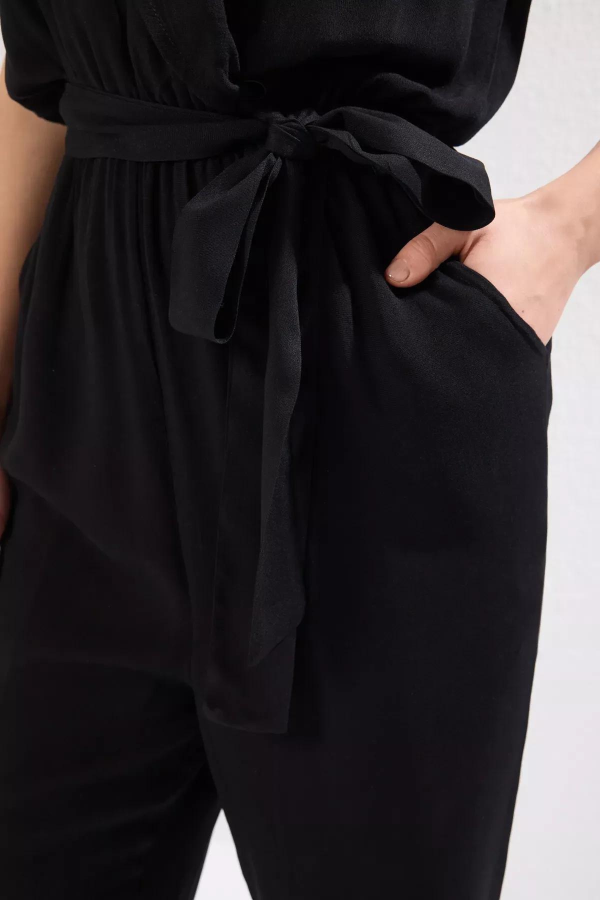 Black Double-Breasted Jumpsuit, Black, large image number 4