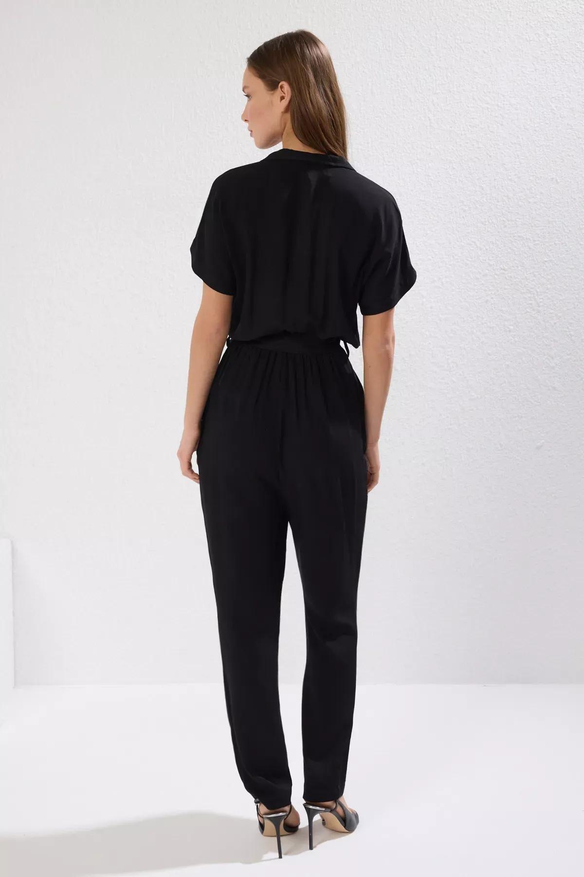 Black Double-Breasted Jumpsuit, Black, large image number 5