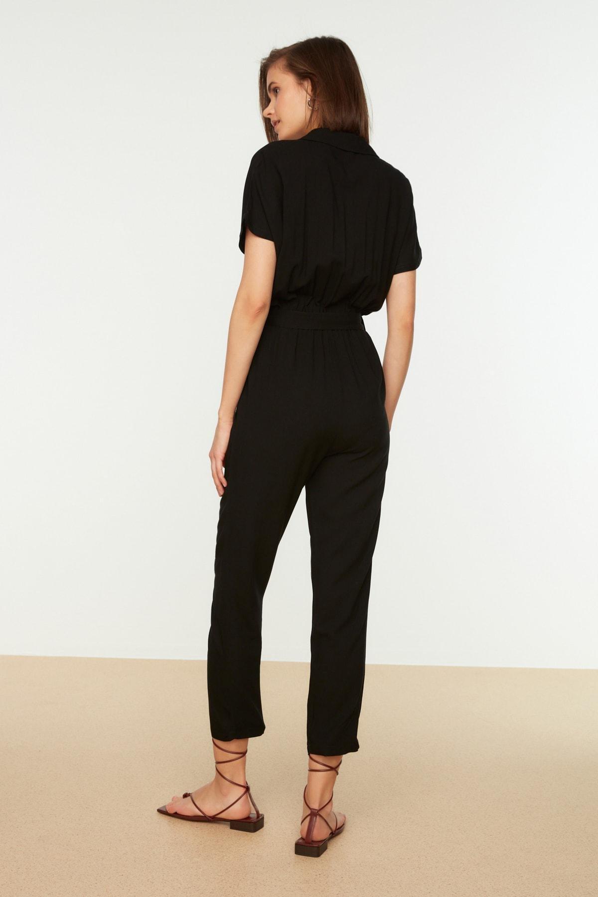Black Double-Breasted Jumpsuit, Black, large image number 6