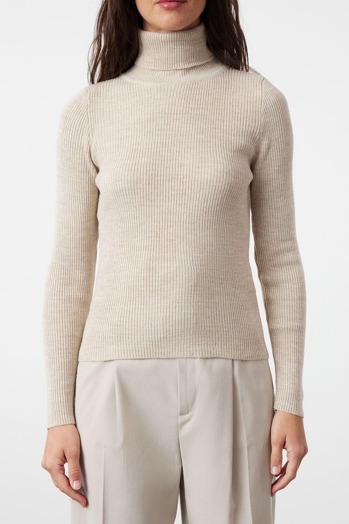 Brown Basic Turtleneck Knit Sweater, , large image number 2