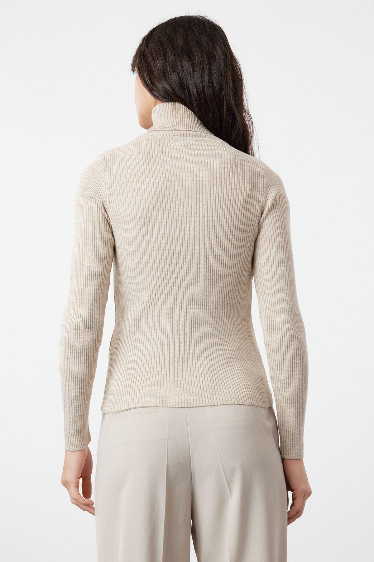 Brown Basic Turtleneck Knit Sweater, , large image number 4