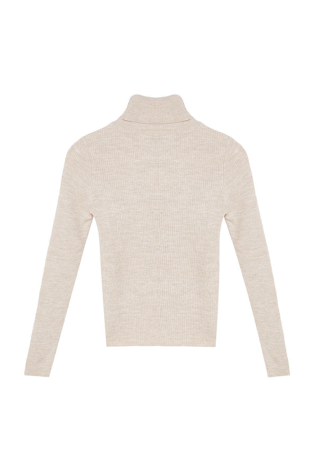 Brown Basic Turtleneck Knit Sweater, , large image number 5