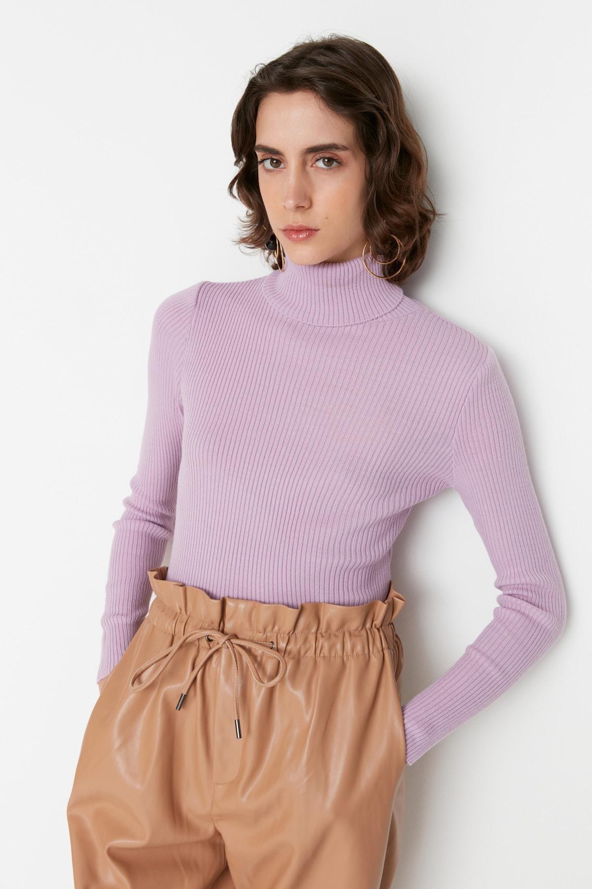 Purple Turtleneck Sweater, Purple, large image number 0