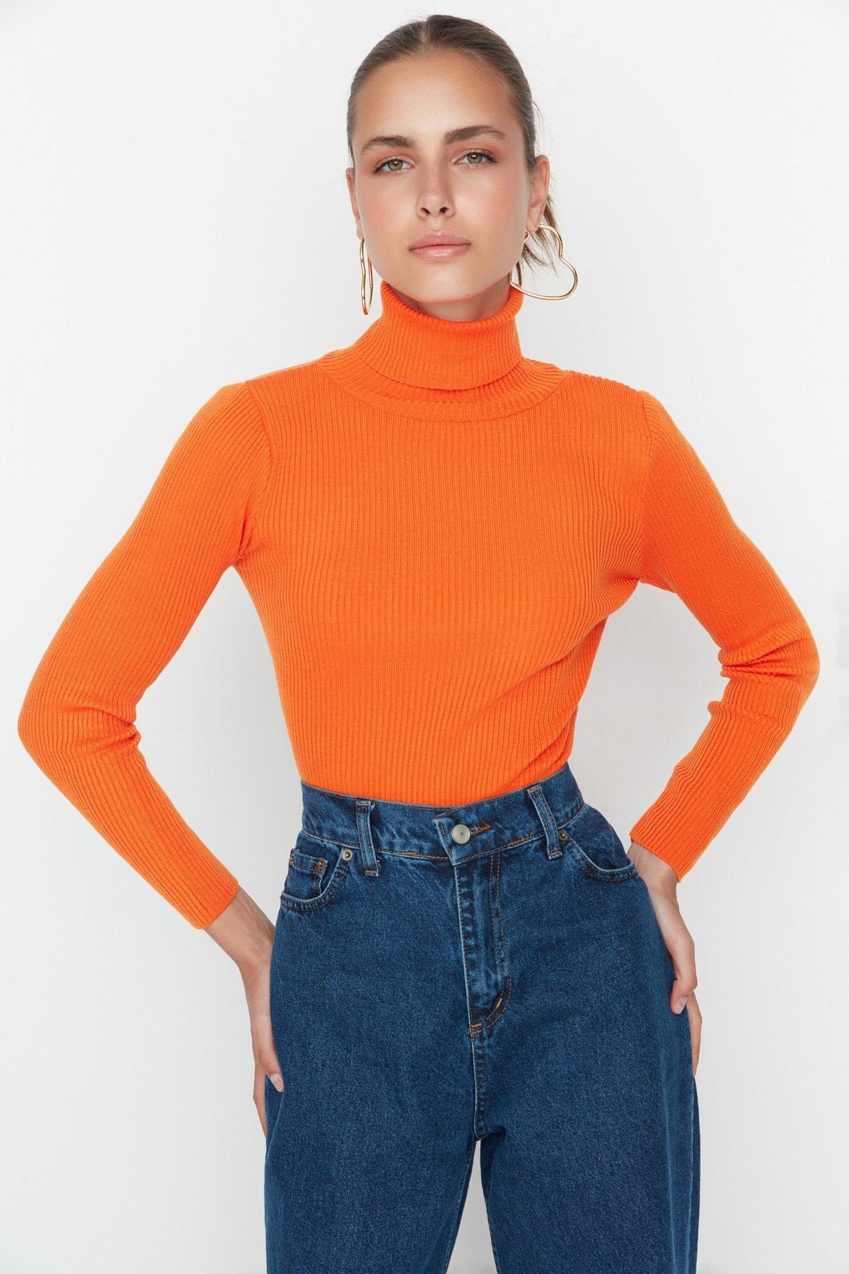 Orange turtleneck 2025 sweater crop