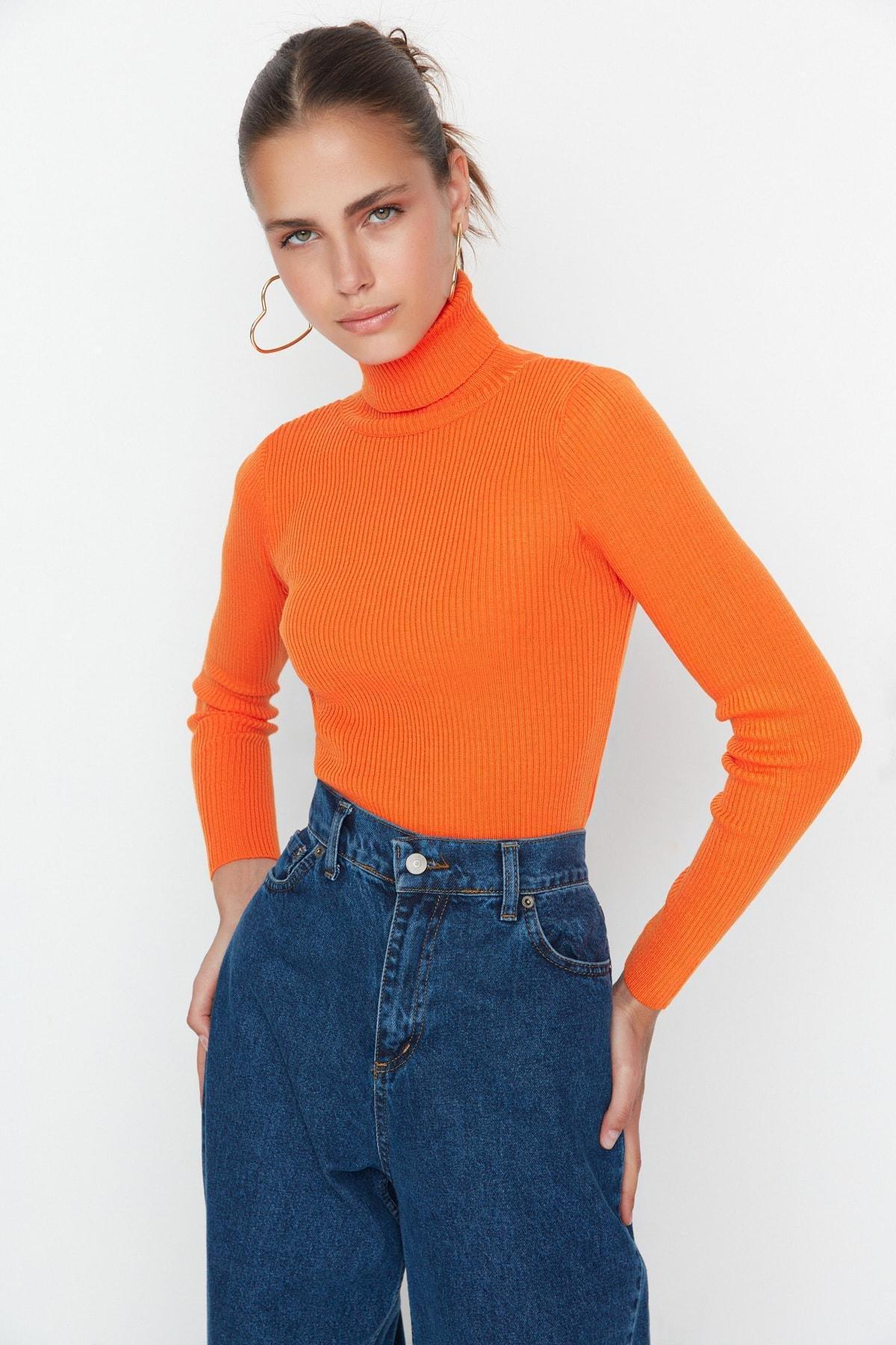Orange Turtleneck Sweater, , large image number 1