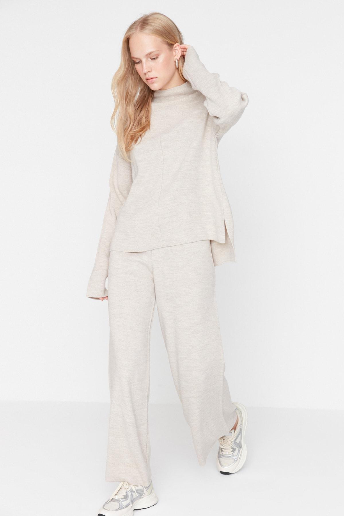 Beige Mid Waist Co-Ord Set, Beige, large image number 0