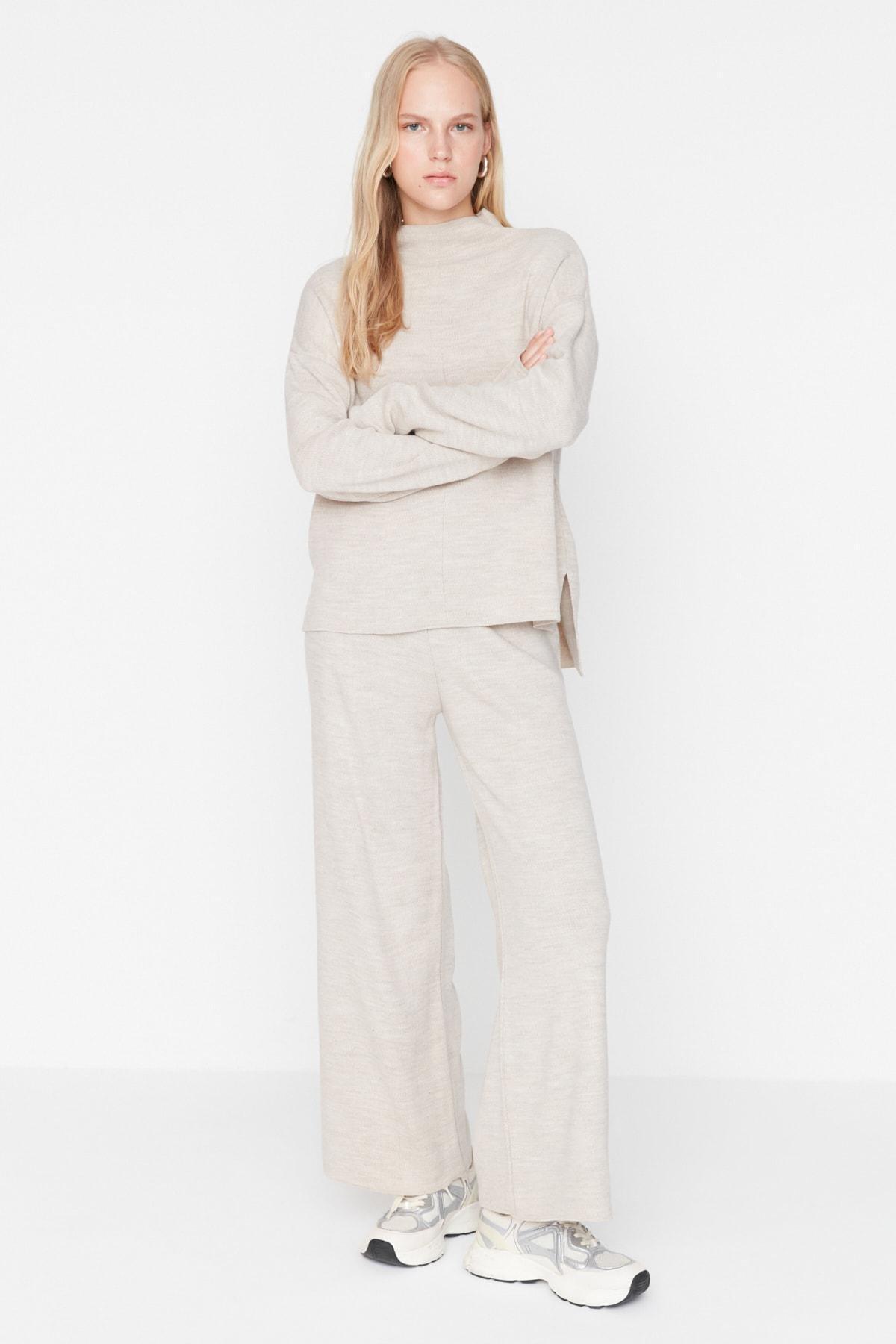 Beige Mid Waist Co-Ord Set, Beige, large image number 1