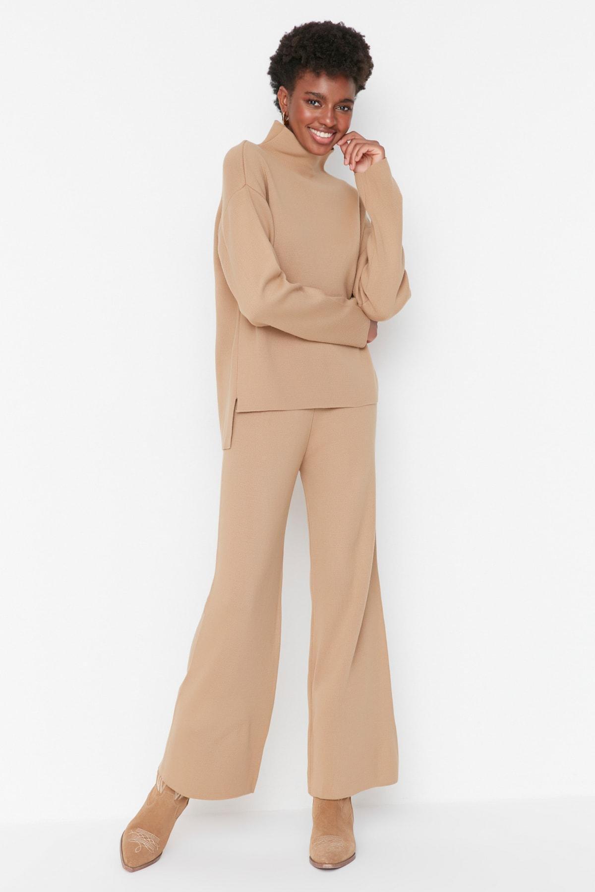 Brown Relaxed Mid Waist Co-Ord Set, , large image number 0