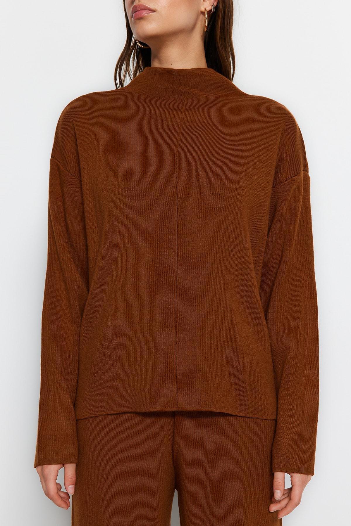 Brown Relaxed Mid Waist Co-Ord Set, Brown, large image number 5