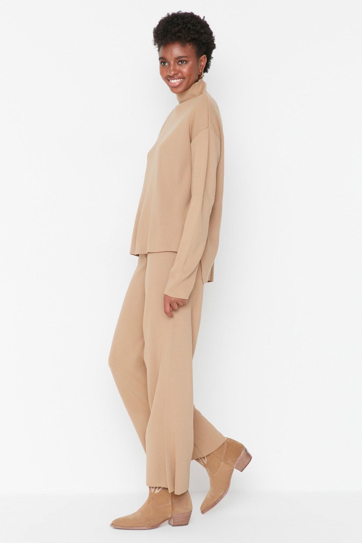 Brown Relaxed Mid Waist Co-Ord Set, Brown, large image number 8