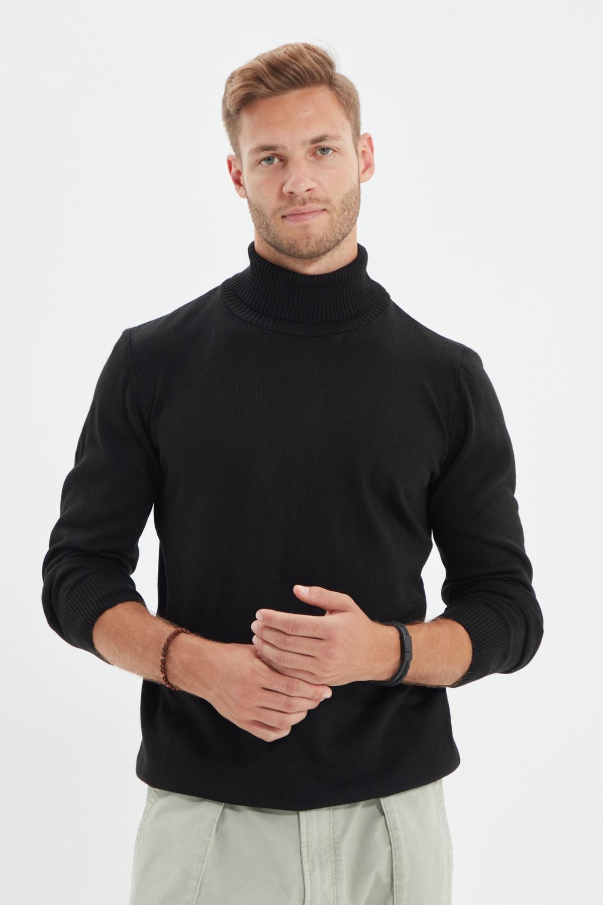 Black Slim Turtleneck Sweater, , large image number 0