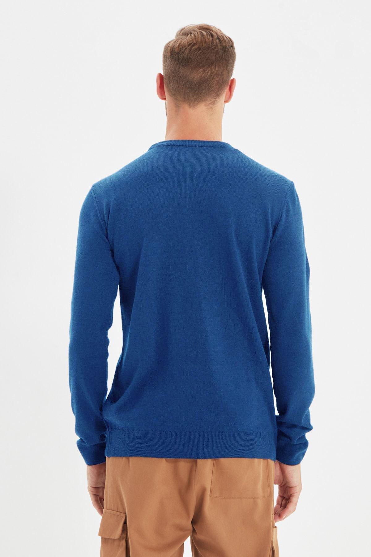 Blue Solid Casual Sweater TMNAW21KZ0756, , large image number 1