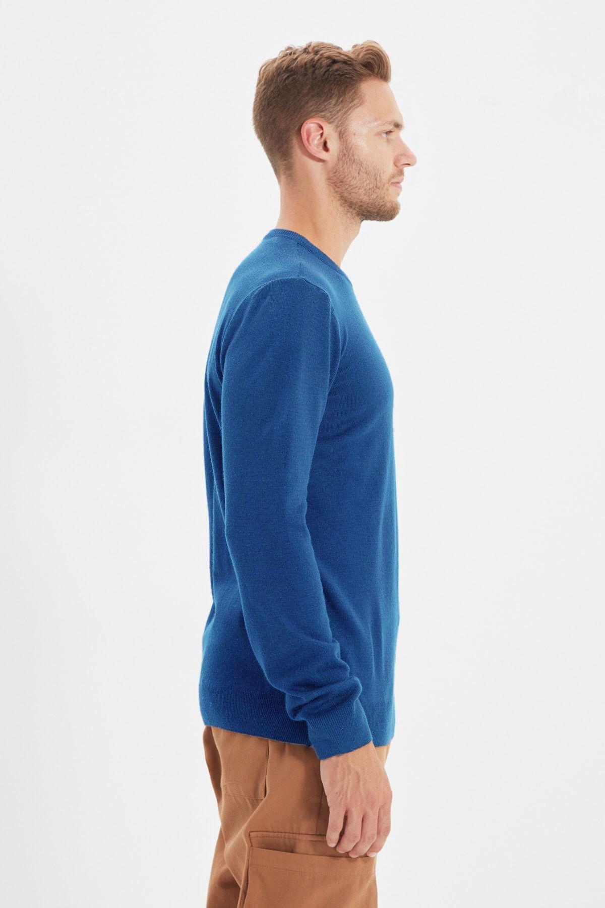 Blue Solid Casual Sweater TMNAW21KZ0756, , large image number 2