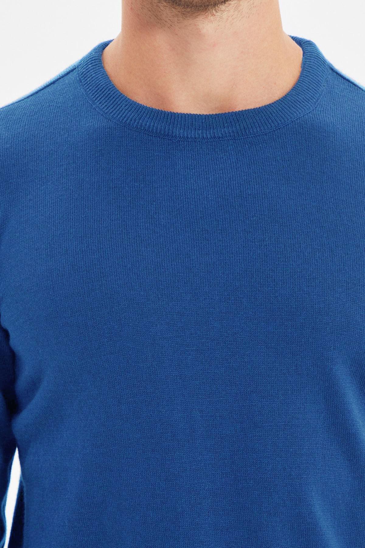 Blue Solid Casual Sweater TMNAW21KZ0756, , large image number 4