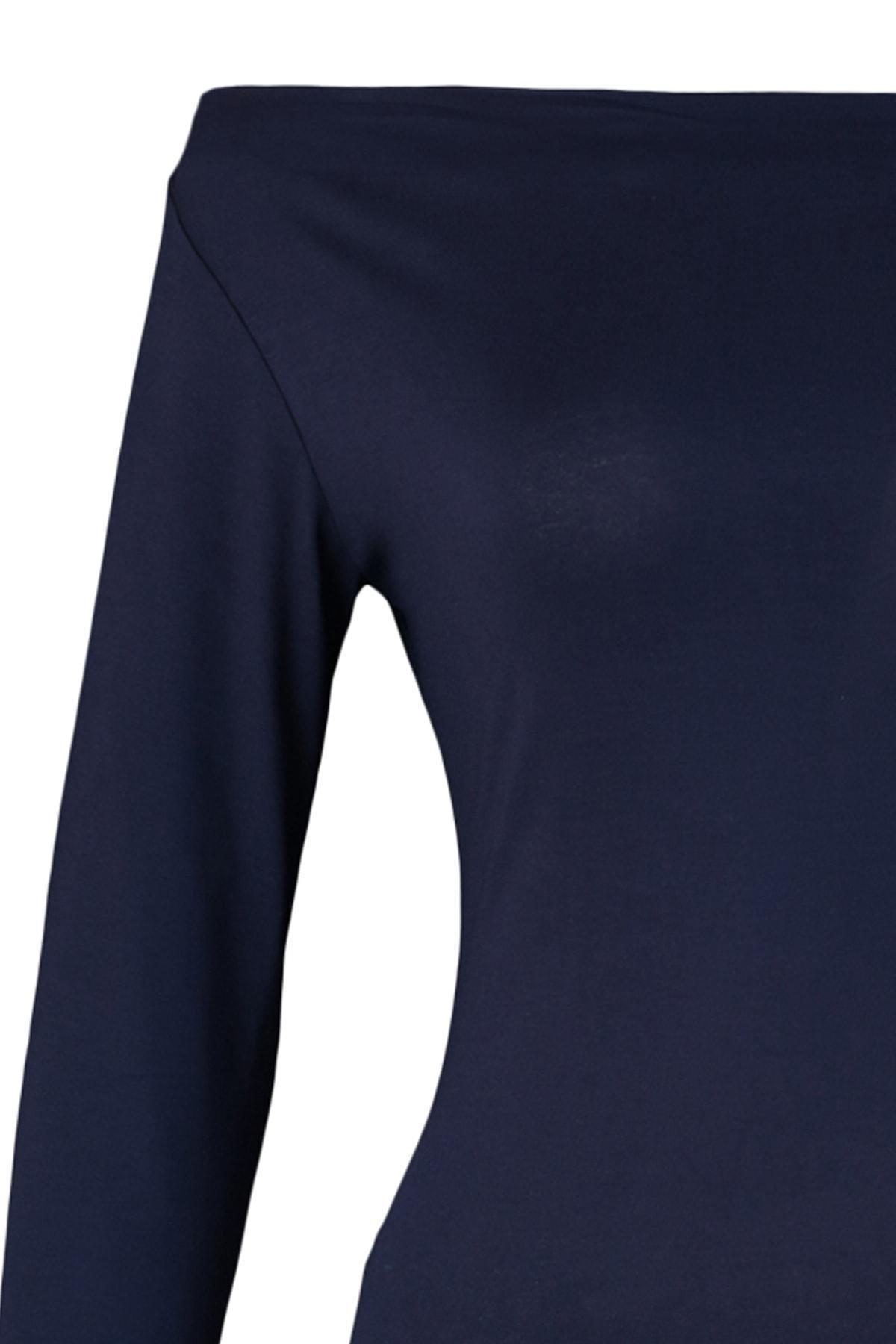 بلوزة بقصة ضيقة، أزرق, Dark blue, large image number 6