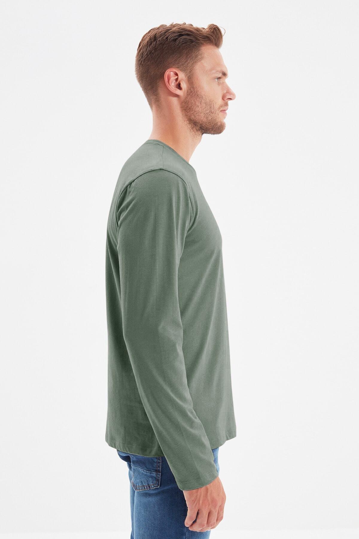 Green Crew Neck Long Sleeve T-Shirt, , large image number 2