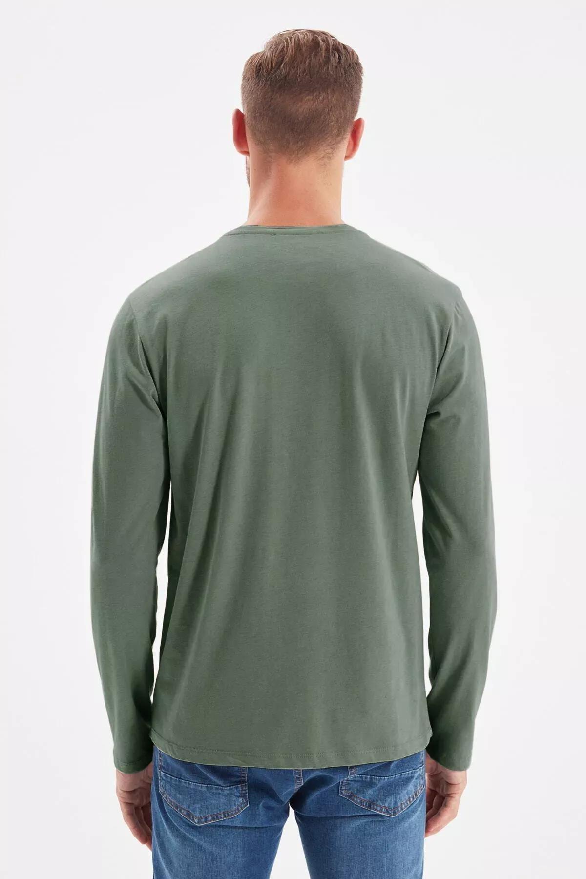 Green Crew Neck Long Sleeve T-Shirt, , large image number 3