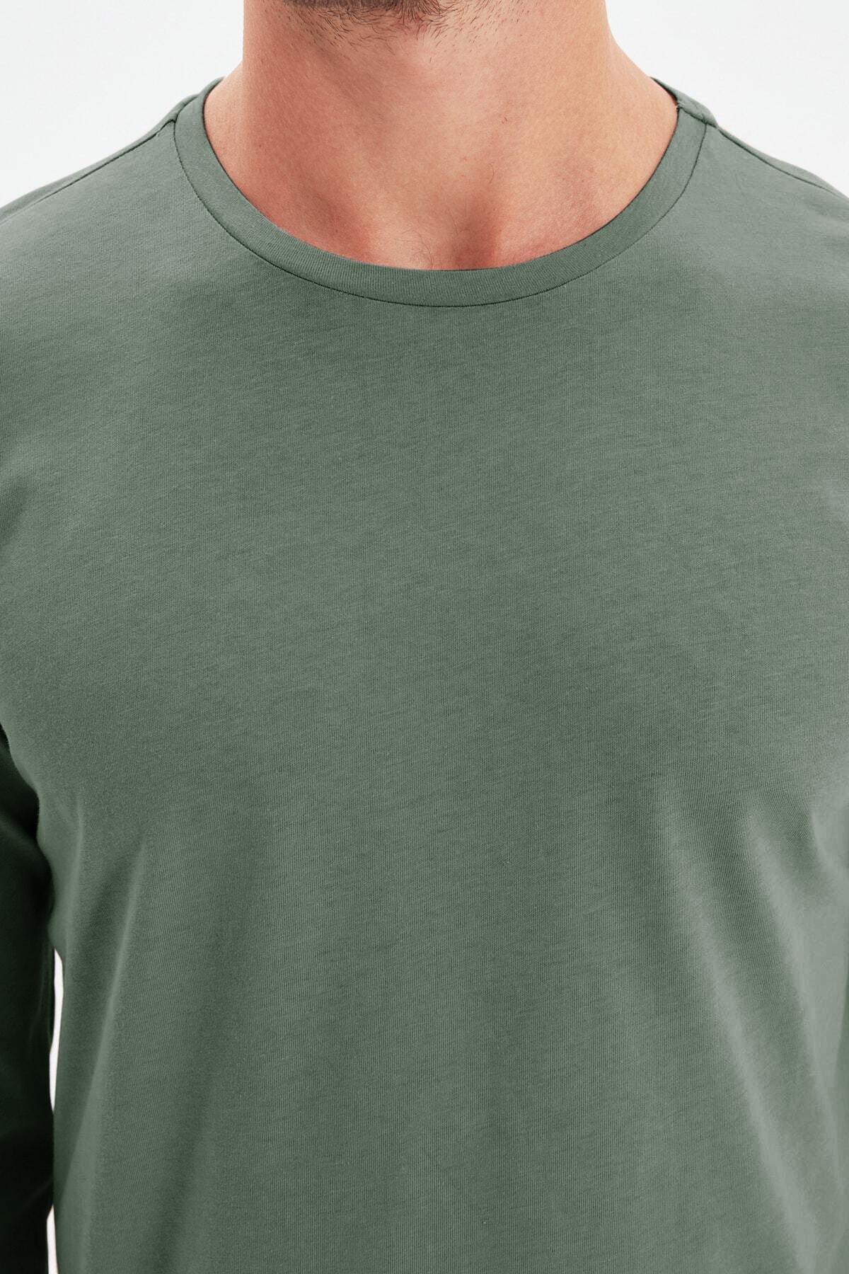 Green Crew Neck Long Sleeve T-Shirt, , large image number 4