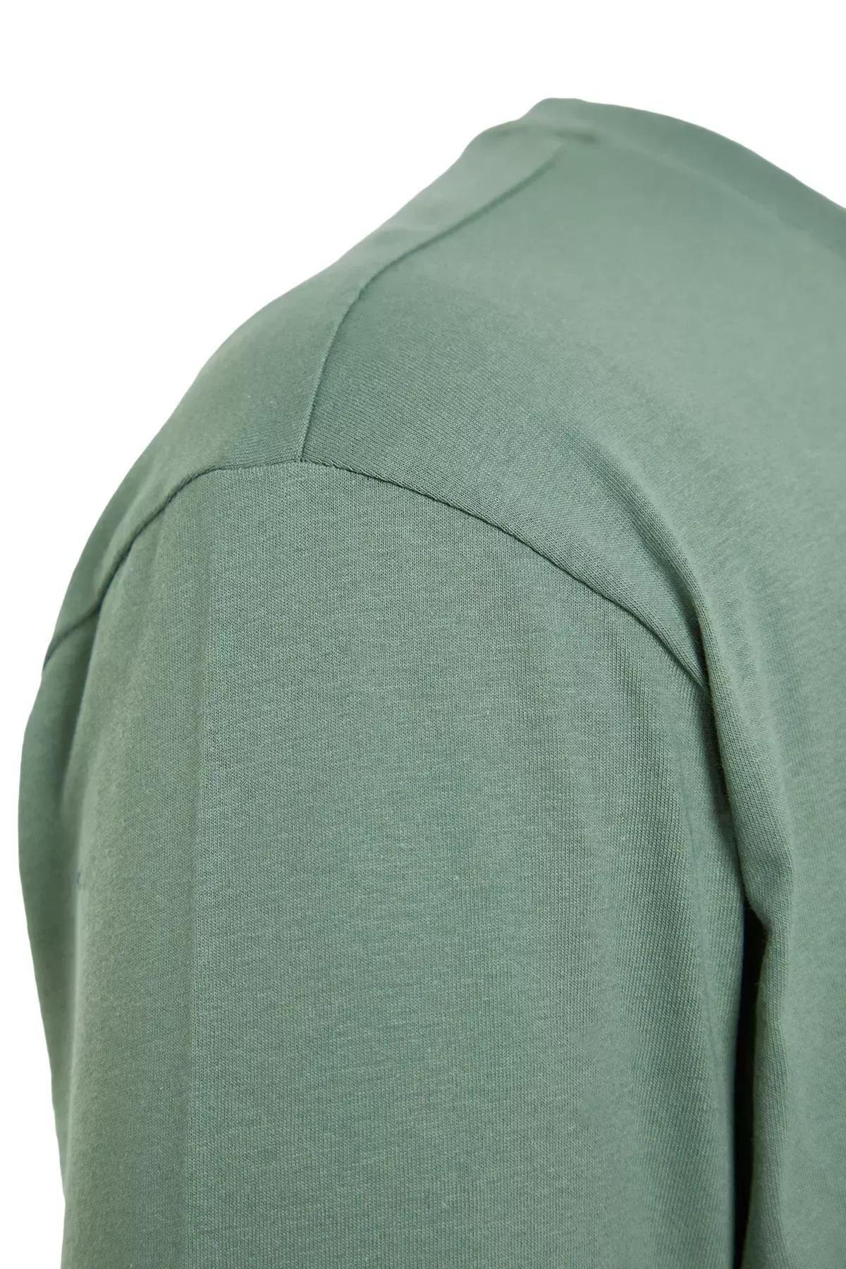 Green Crew Neck Long Sleeve T-Shirt, , large image number 6