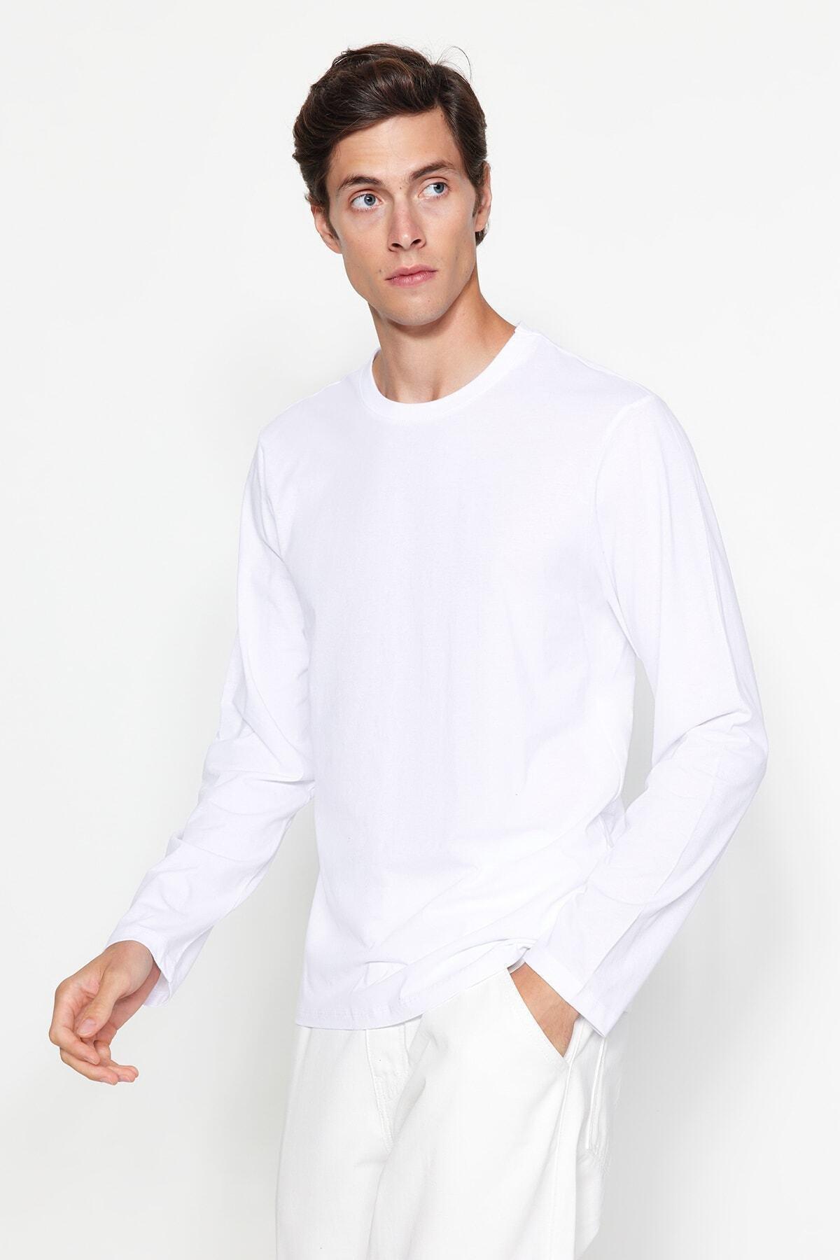White Basic Long Sleeve T-Shirt, C101_1979, large image number 2