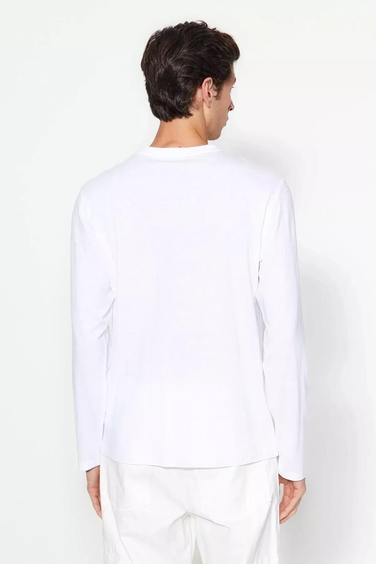 White Basic Long Sleeve T-Shirt, C101_1979, large image number 5