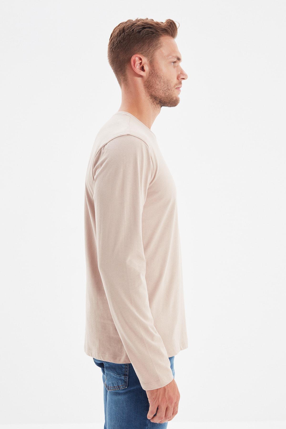 Beige Crew Neck Cotton T-Shirt, Beige, large image number 2