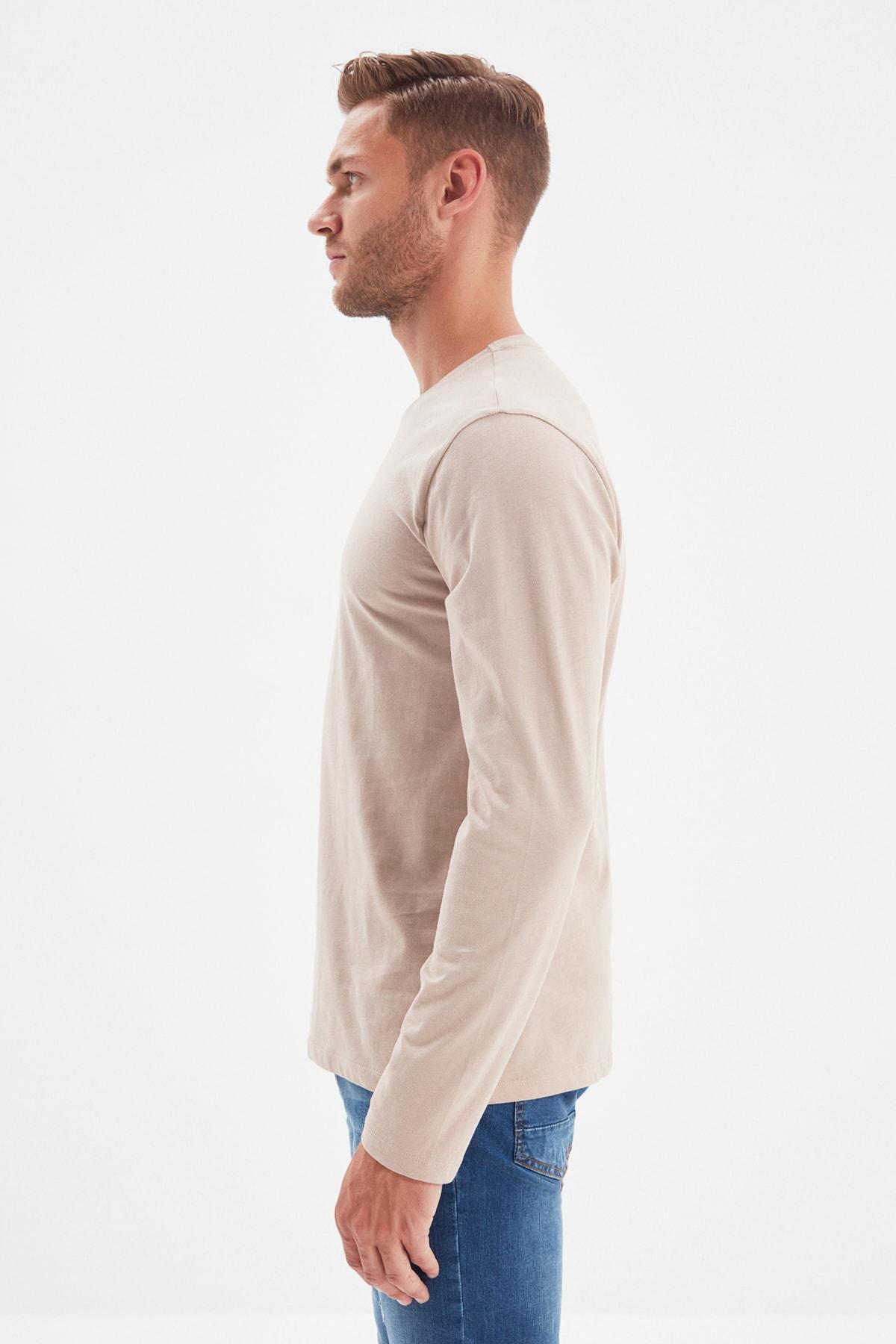 Beige Crew Neck Cotton T-Shirt, , large image number 3