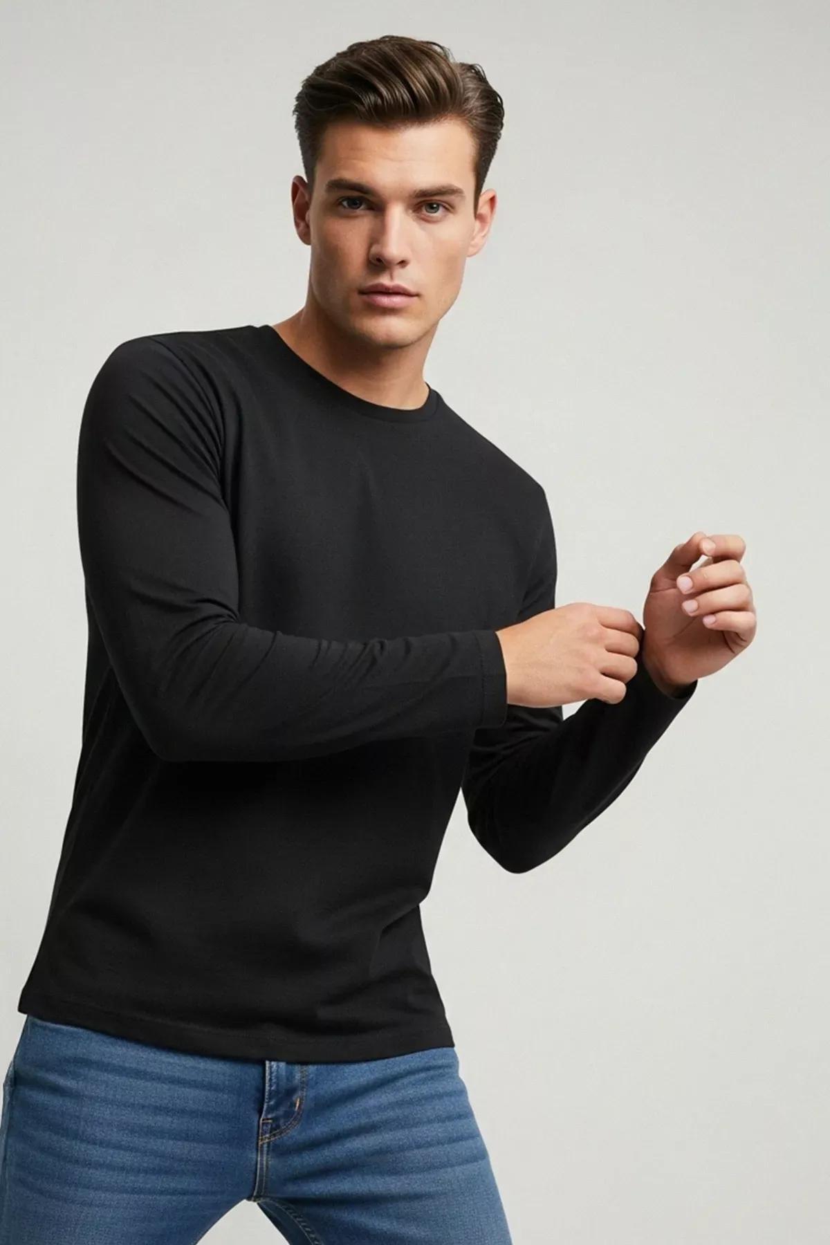 Black Regular Creww Neck Tshirt, Black, medium