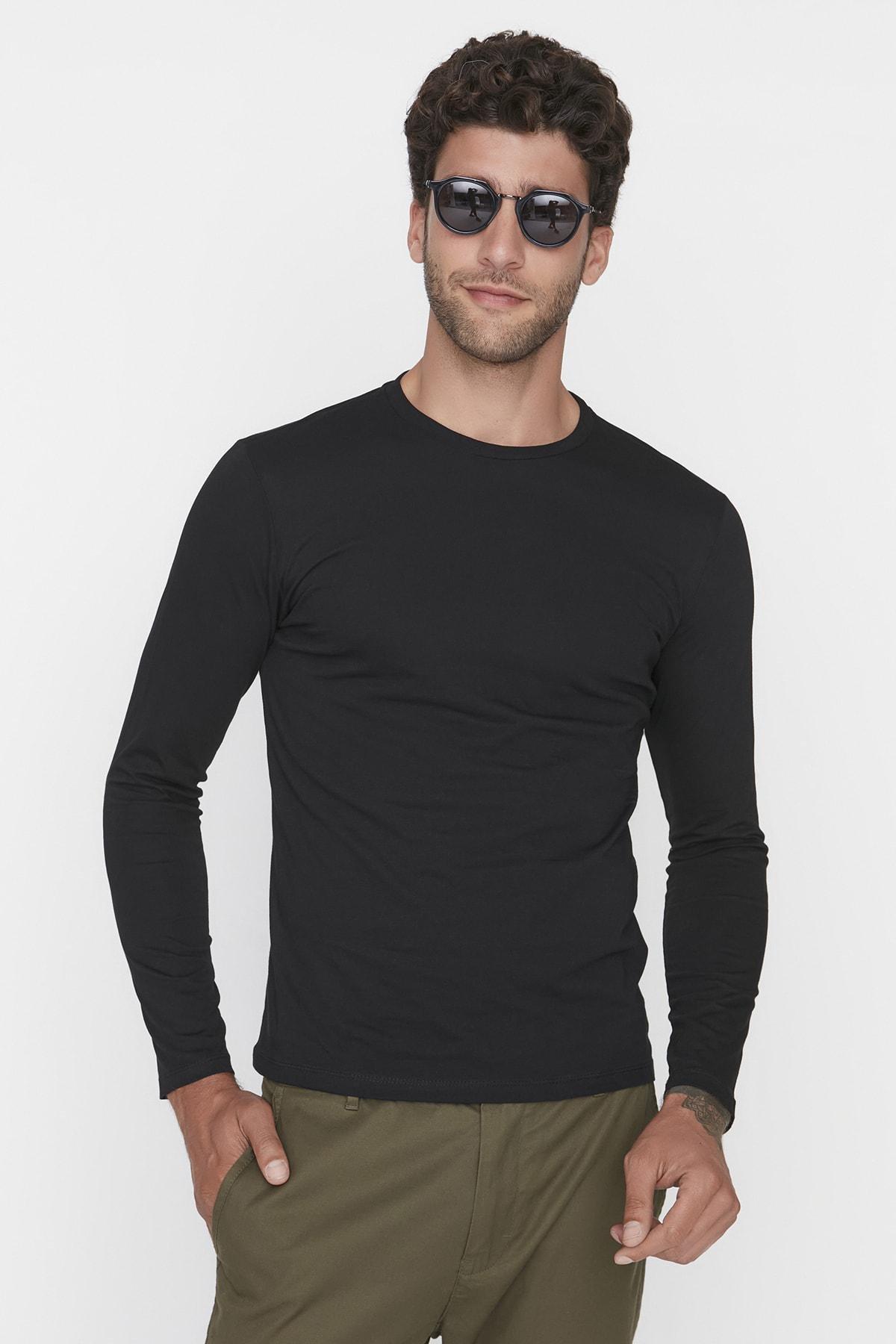 Black Regular Creww Neck Tshirt, , large image number 3