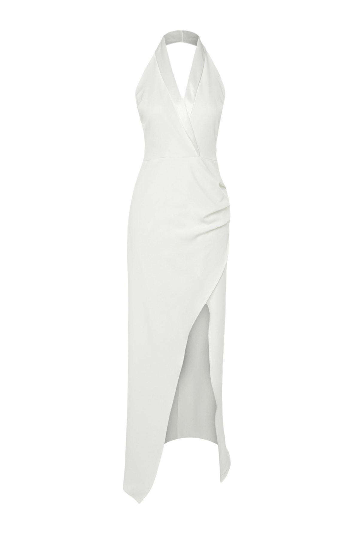 White Wrap Over Occasion Wear Dress, , large image number 6