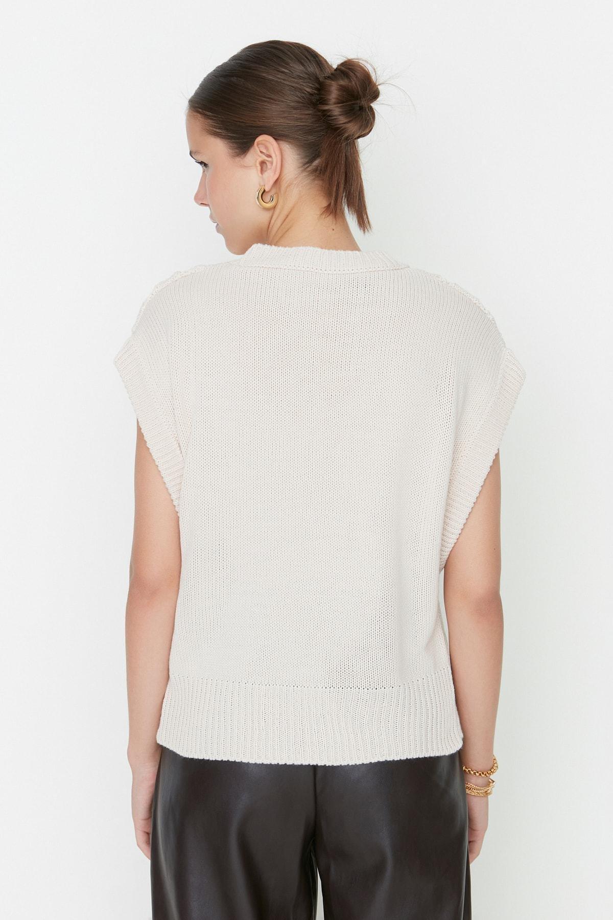 Beige Regular Sweater Vest, , large image number 4