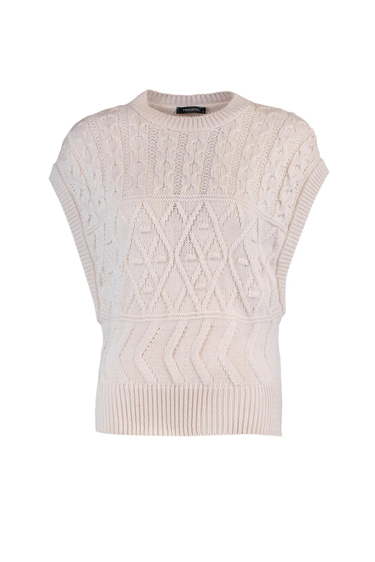 Beige Regular Sweater Vest, , large image number 5