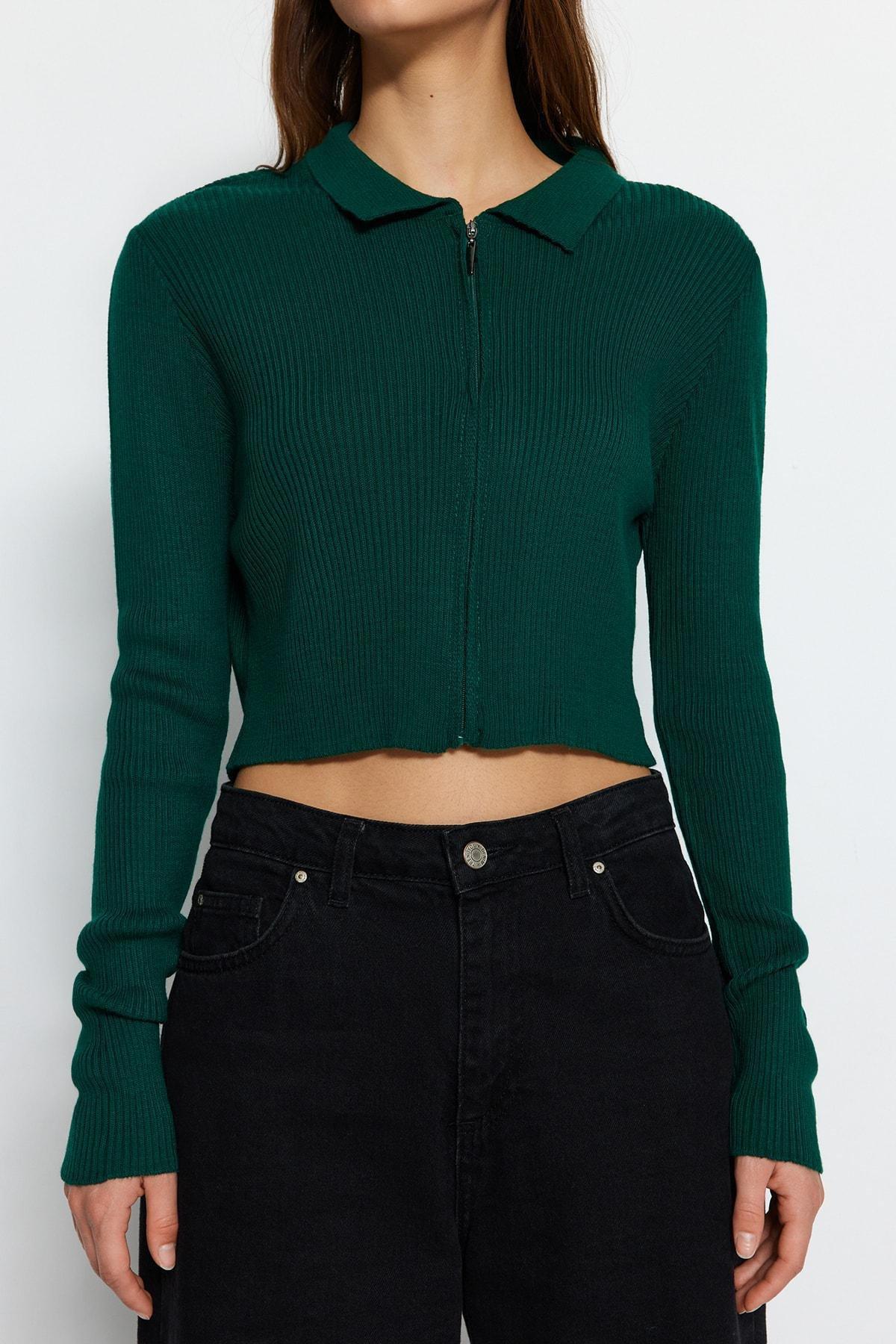 Green Regular Fit Knit Cardigan, Green, large image number 9
