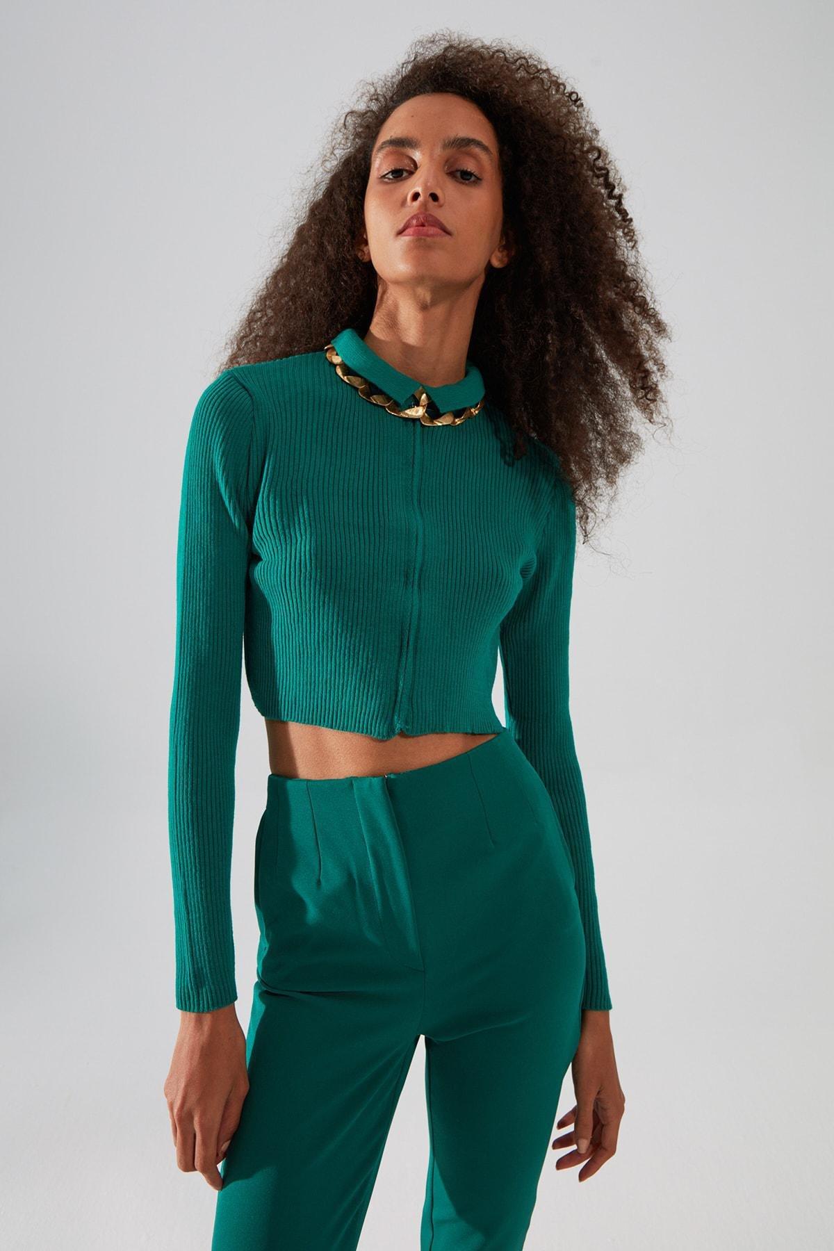 Green Regular Fit Knit Cardigan, Green, large image number 13
